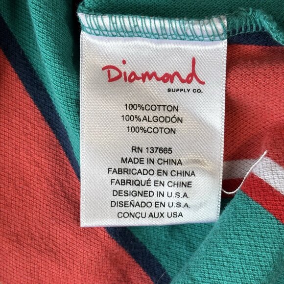 Diamond Supply Co Rugby Polo Shirt Embroidered Logo Mens M Skateboard Colourful - Picture 9 of 14